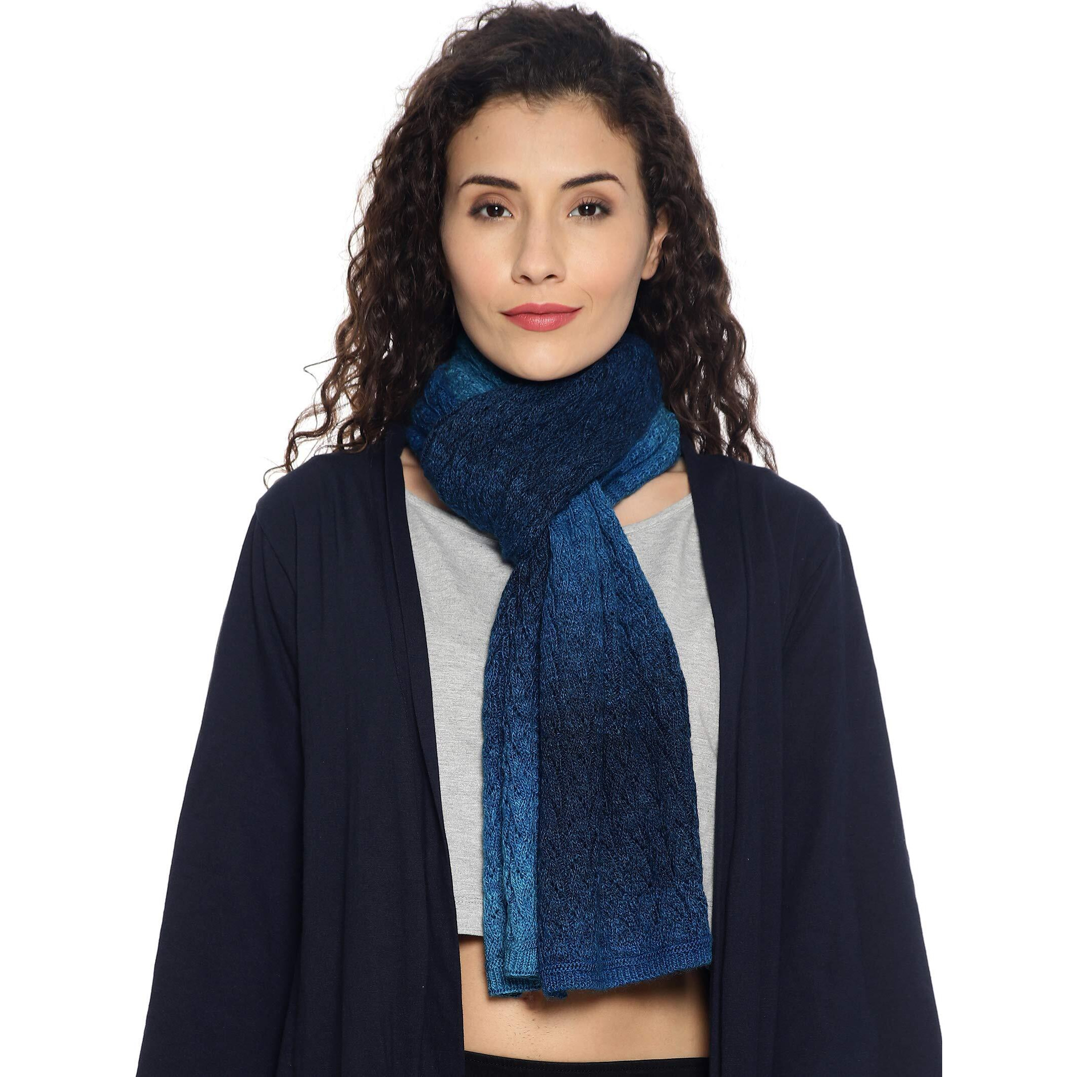 513 WOMEN Acrylic Woolen Tie & die Casual Warm Winter Wear Muffler Scarf Stole