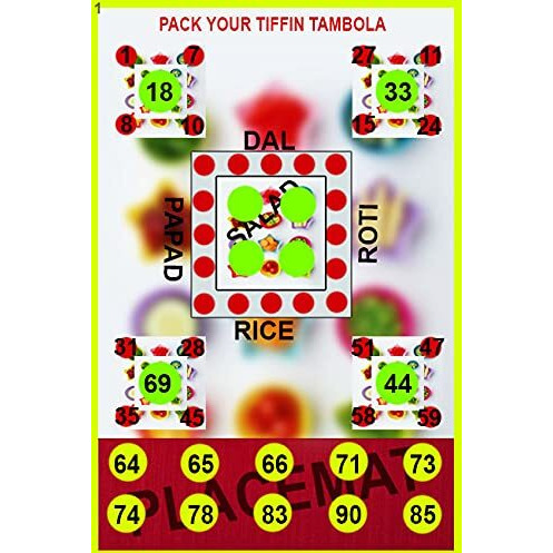 Food Theme Tambola Tickets_English_16 (Pack The Tiffin)