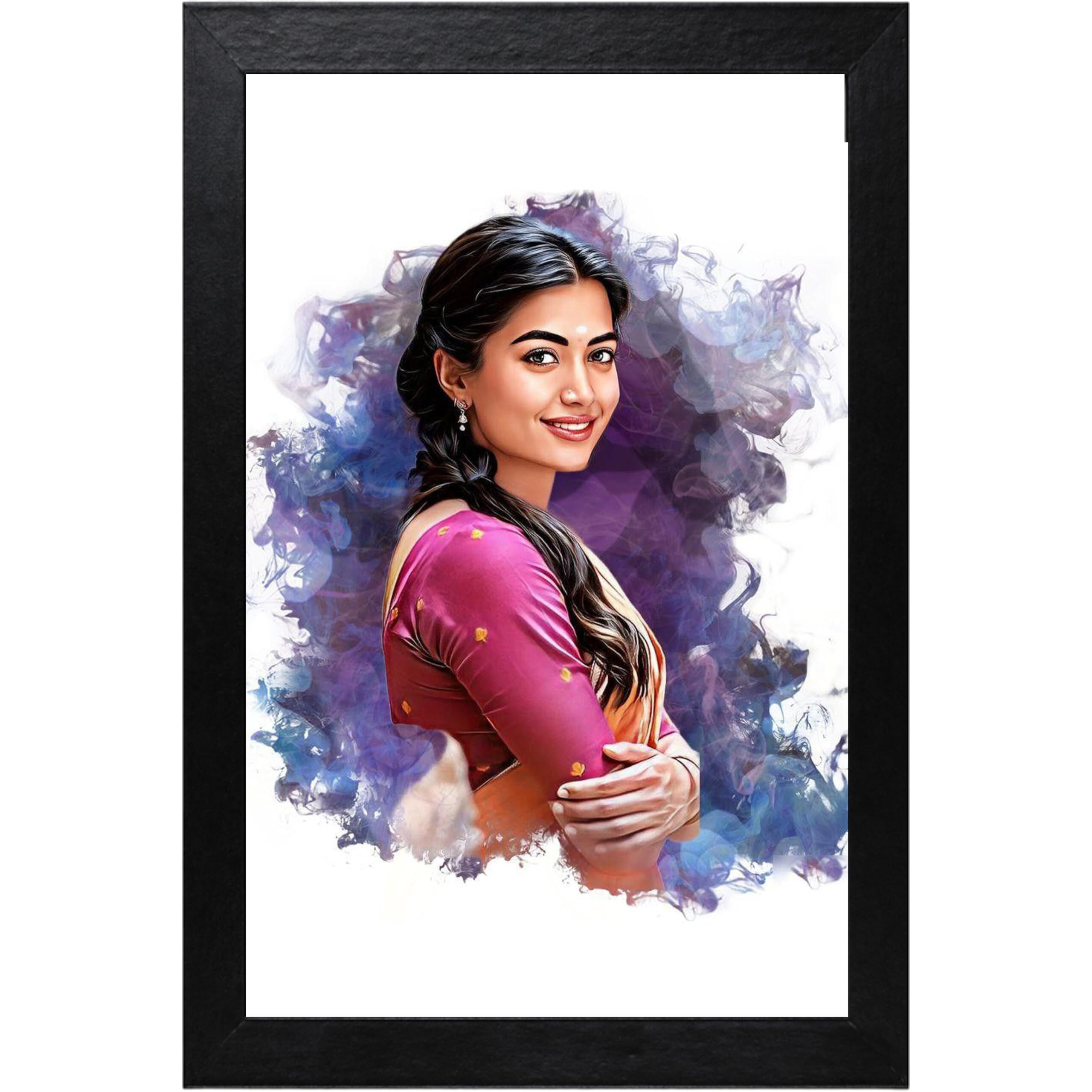Jadoun Customised Digital Handmade Smock Pattern Oil Painting | Gift For - Anniversary | Birthday |Wife | Husband | Sister | Gift For SomeOne (Black 12x8 Inches)
