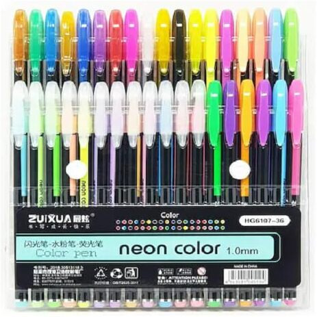 ArtBee Neon Gel Pens Set Color Gel Pens, Glitter, Metallic, Neon Set, Good Gift For Coloring Kids Sketching Painting Drawing Gel Pens Set (36)