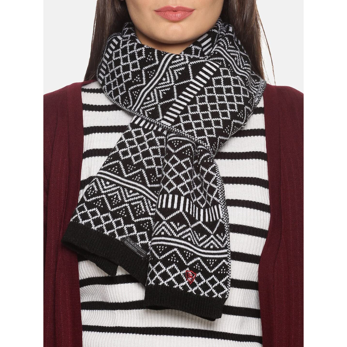 513 WOMEN Acrylic Woolen Ethnic Design Casual Warm Winter Wear Muffler Scarf Stole