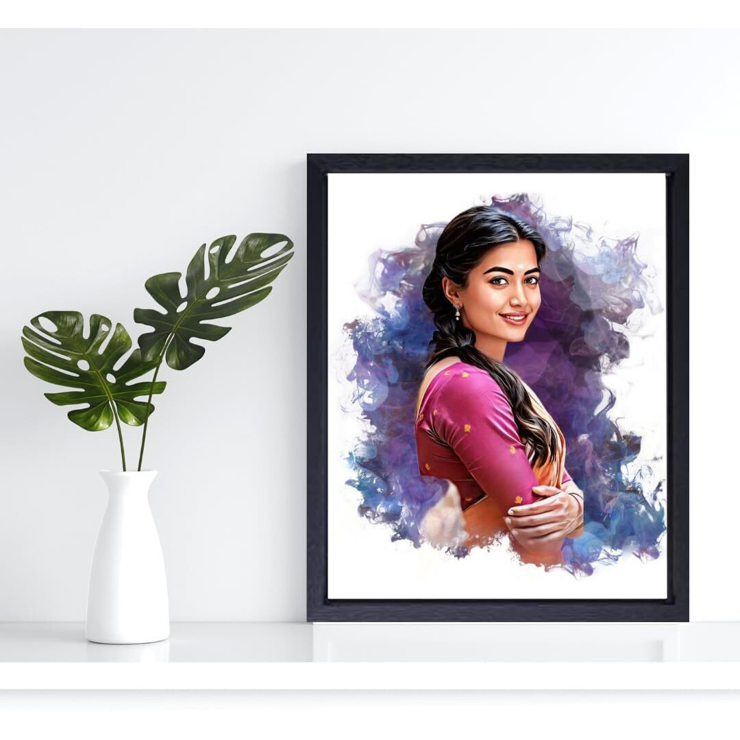 Jadoun Customised Digital Handmade Smock Pattern Oil Painting | Gift For - Anniversary | Birthday |Wife | Husband | Sister | Gift For SomeOne (Black 8x10)