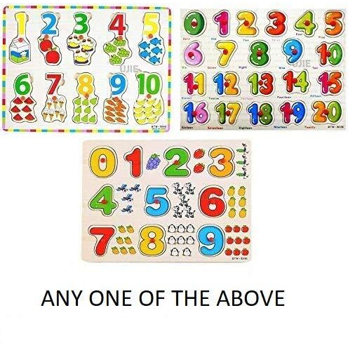 UJIE Pack of 1 Wooden Colorful Number Learning Educational Board for Kids with Knobs, (Knob-Numbers)