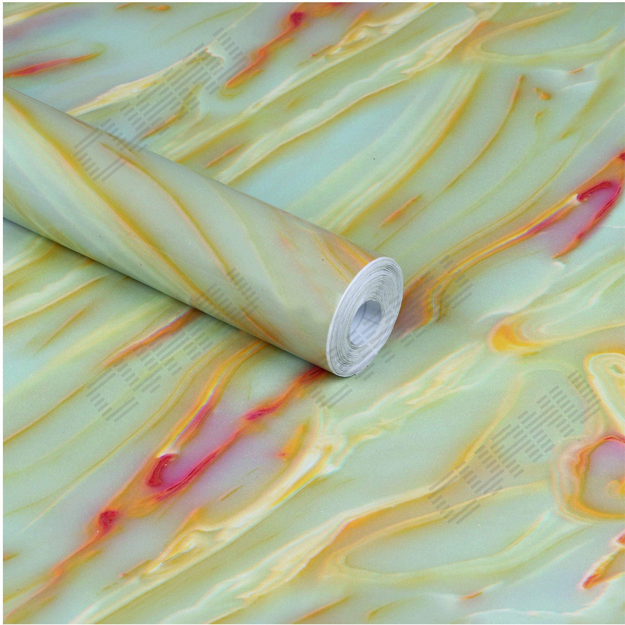 CVANU Self Adhesive Marble Wallpaper Waterproof Old Furniture Vinyl Stickers Wooden Door Wardrobe Wall Paper (CV-7) 1 X 13 Feet