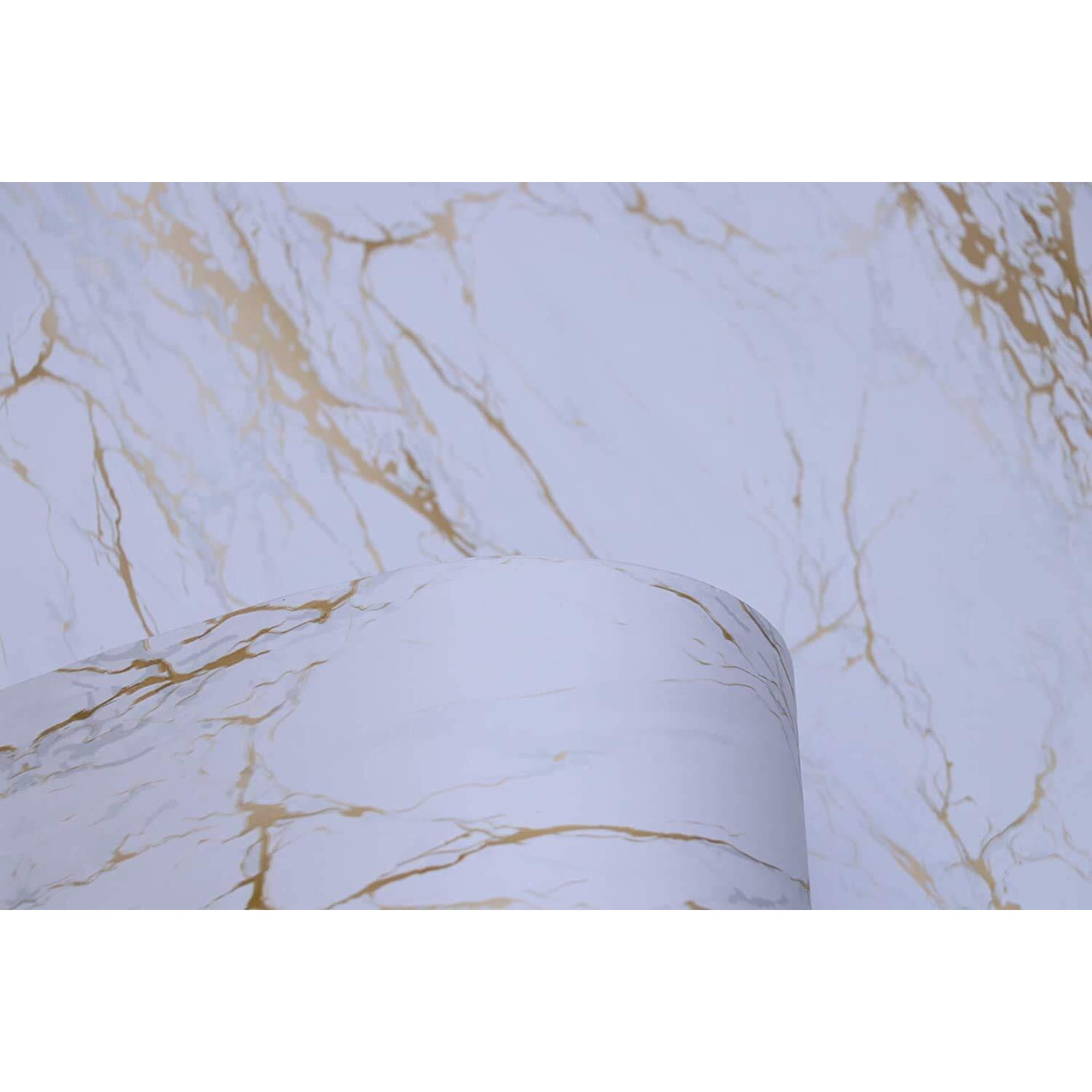 CVANU Self Adhesive Marble Wallpaper Waterproof Old Furniture Vinyl Stickers Wooden Door Wardrobe Wall Paper (CV-6) 2 X 9 Feet