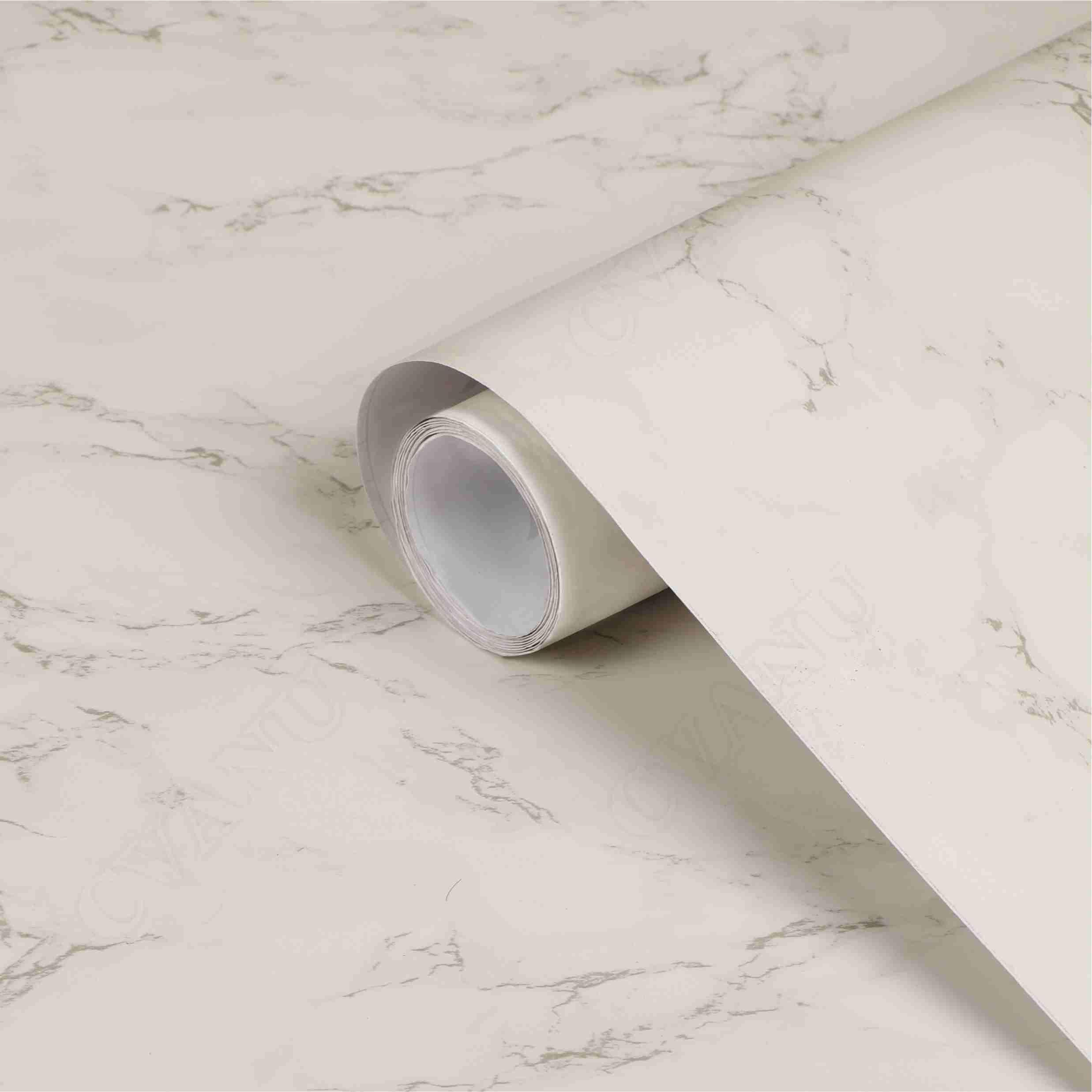 CVANU Self Adhesive Marble Wallpaper Waterproof Old Furniture Vinyl Stickers Wooden Door Wardrobe Wall Paper (CV-16) 1 X 16 Feet