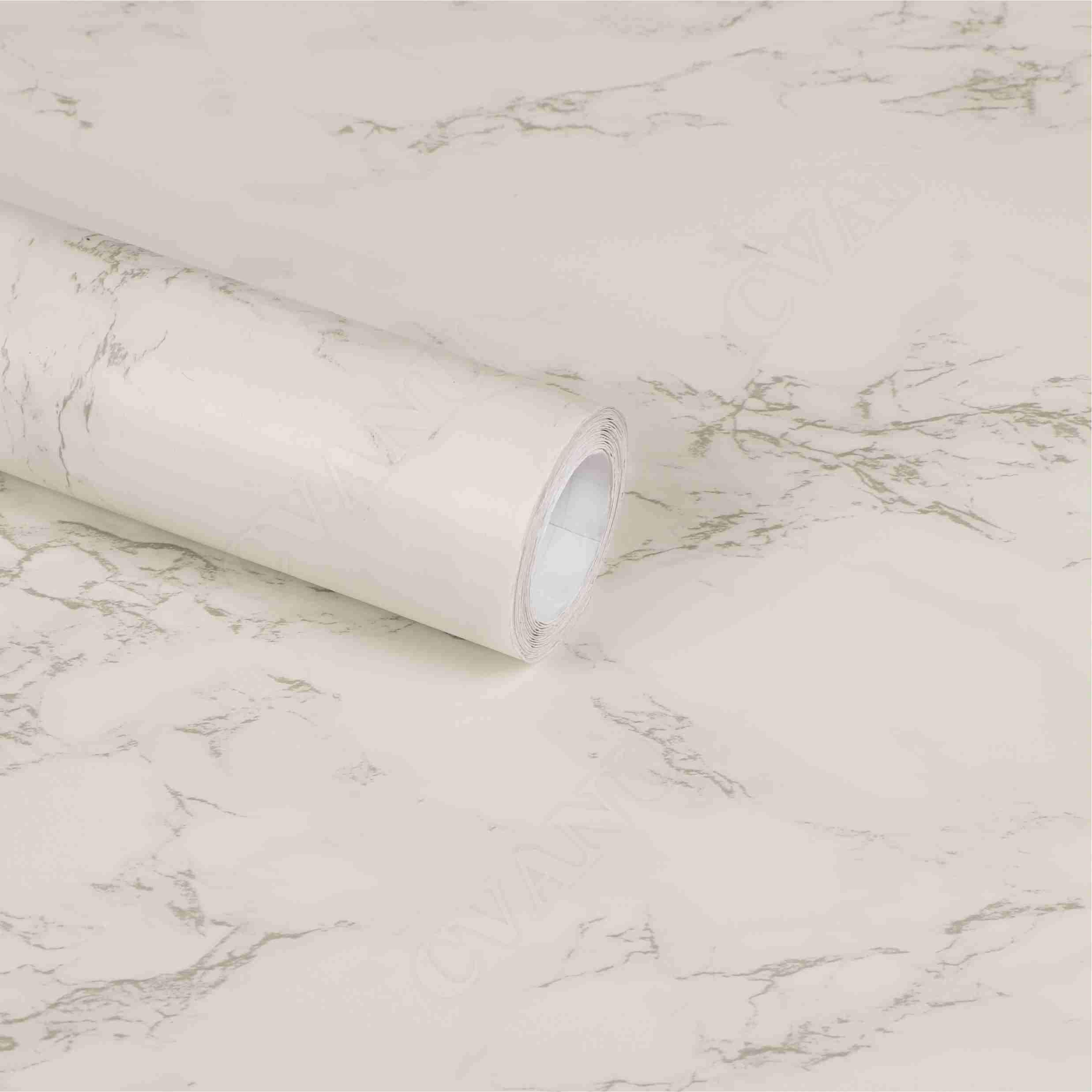 CVANU Self Adhesive Marble Wallpaper Waterproof Old Furniture Vinyl Stickers Wooden Door Wardrobe Wall Paper (CV-16) 1 X 16 Feet