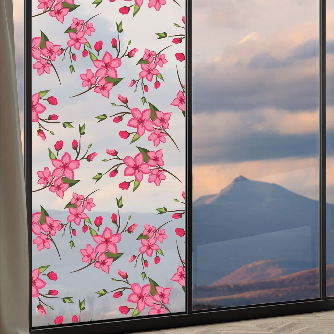 CVANU Privacy Window Film Printed Window Frosting Film Window Sticker Frosted Vinyl Sheets for Front Door/Bathroom/Sidelight/Small Windows, 24''x60''