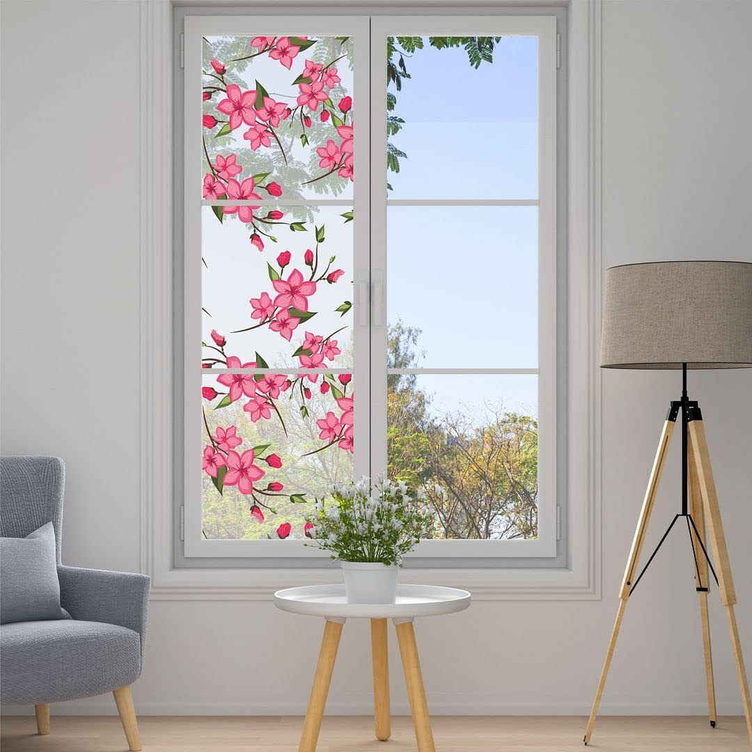 CVANU Privacy Window Film Printed Window Frosting Film Window Sticker Frosted Vinyl Sheets for Front Door/Bathroom/Sidelight/Small Windows, 24''x60''