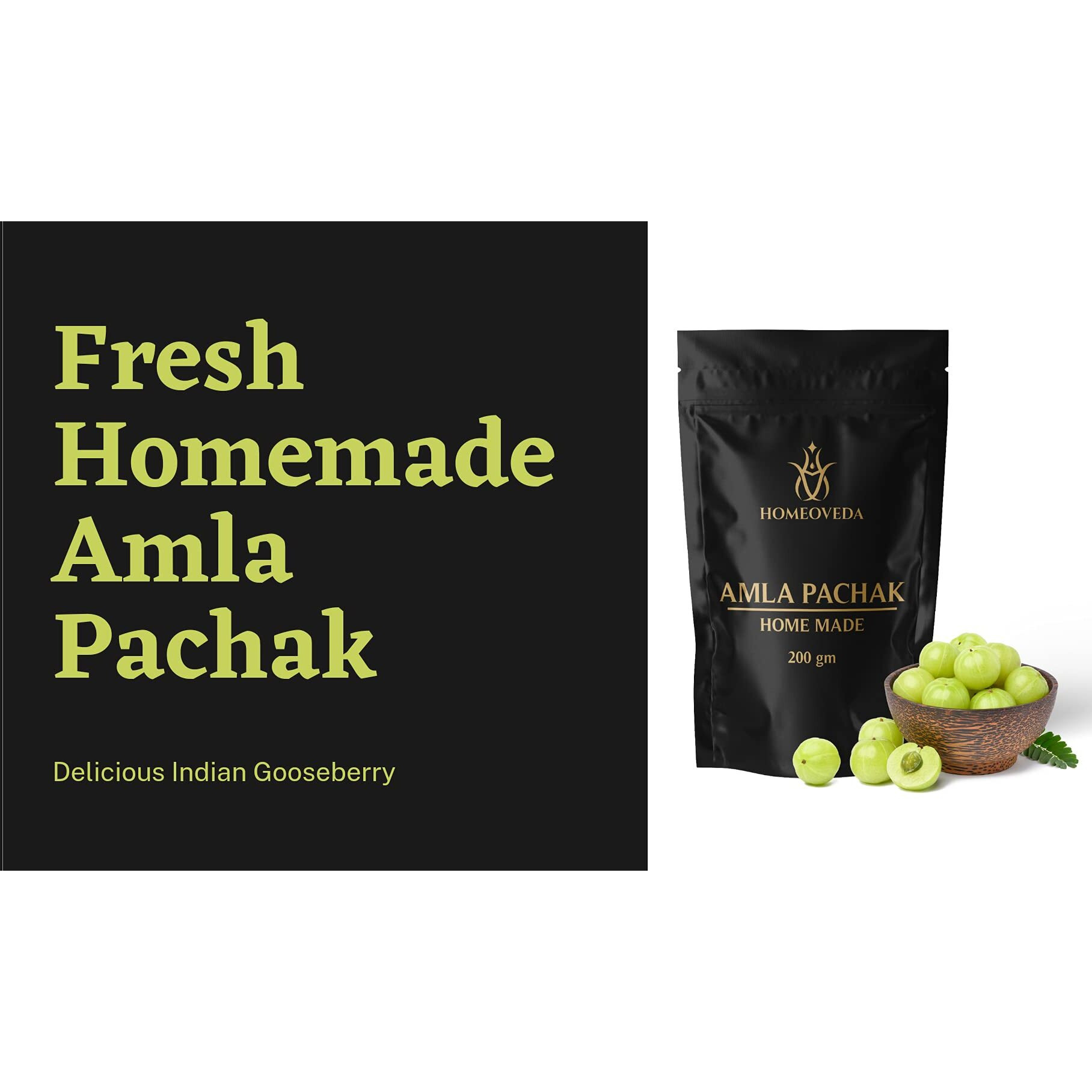 HOMEOVEDA Homemade Amla Pachak, Organic Dried Salted Amla - 200 Gm (Salted Gooseberry)