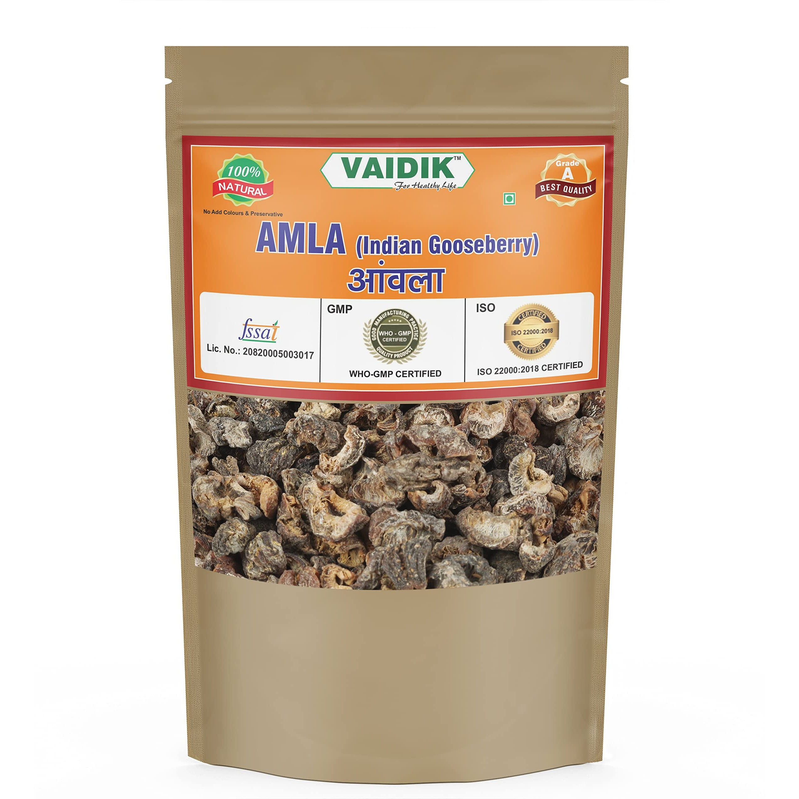 Vaidik Organic & Natural Whole/Raw Awla | Amla Dry Indian Gooseberry - Phyllanthus Emblica (100 Gram)