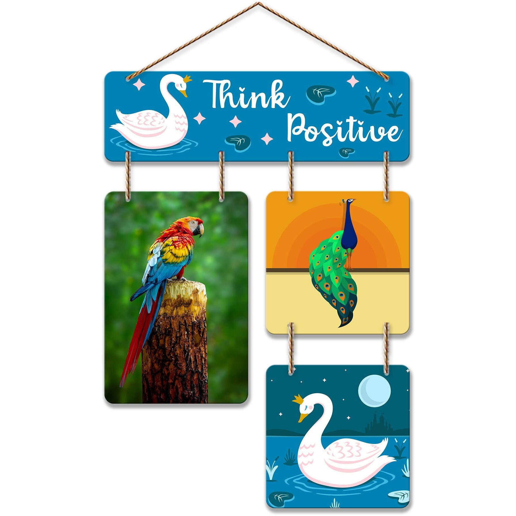 Artvibes Think Positive Decorative Wall Art Wood Hanging for Livingroom, Bedroom | Home Decor | Office | Gift | Quotes Item Artworks For Decoration Modern Wooden Designer (WH_6515N)