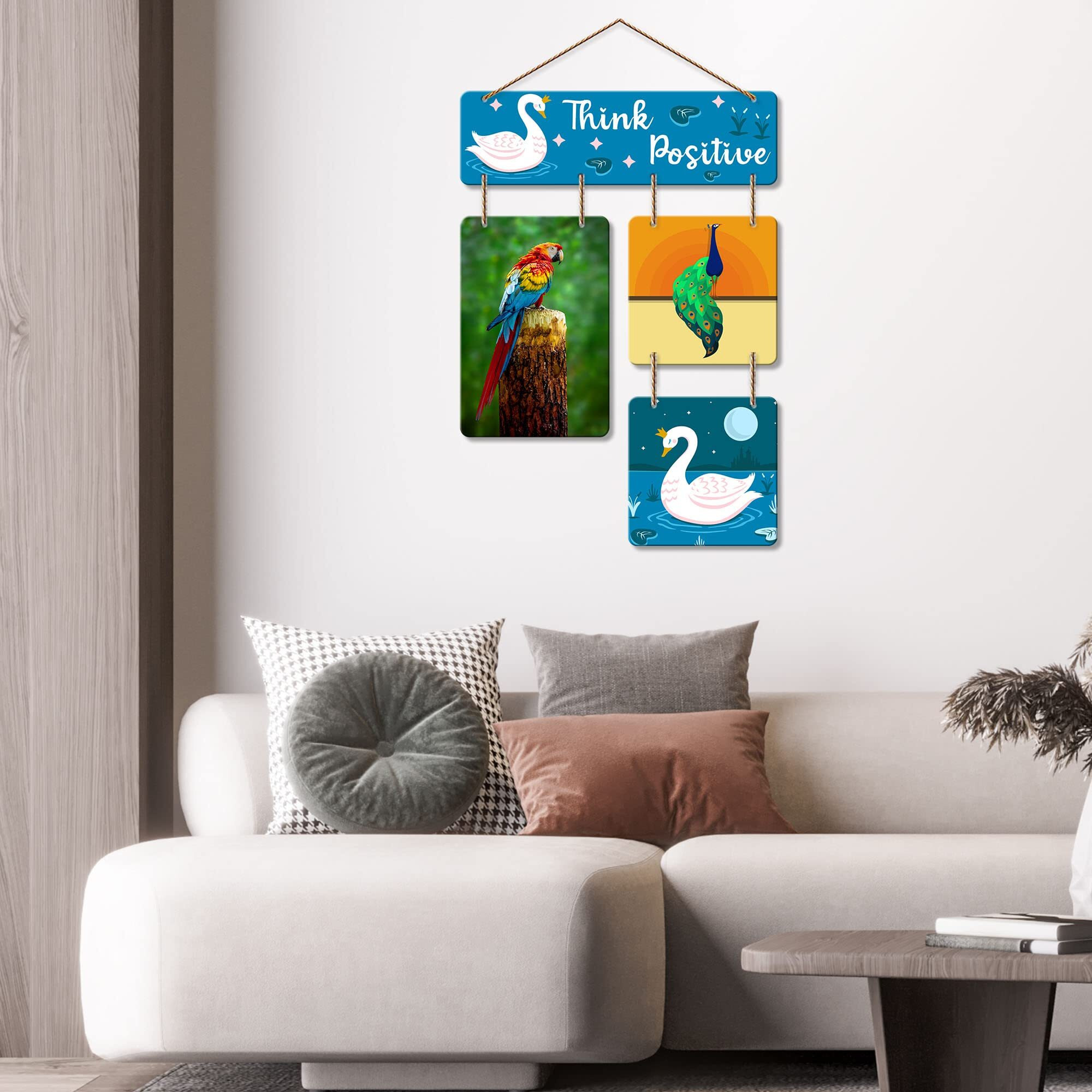 Artvibes Think Positive Decorative Wall Art Wood Hanging for Livingroom, Bedroom | Home Decor | Office | Gift | Quotes Item Artworks For Decoration Modern Wooden Designer (WH_6515N)