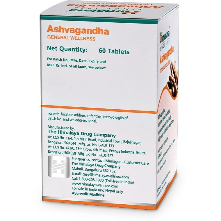 Himalaya Ashvagandha - General Wellness Tablets, 60 Tablets | Stress Relief | Rejuvenates Mind & Body