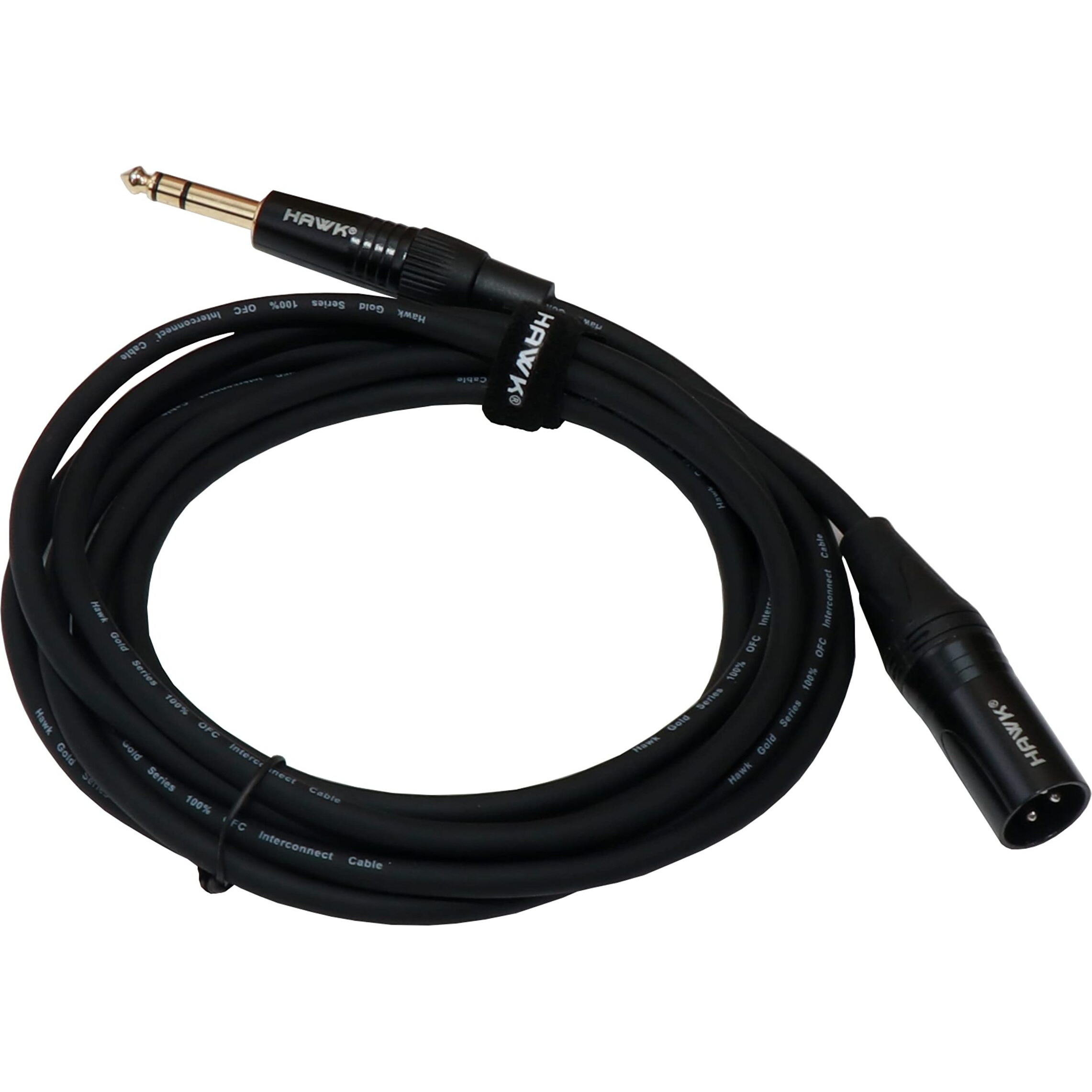 Hawk Proaudio SXSG010 Gold Series 6.35mm TRS Male to XLR Male Balanced Interconnect With Cable Tie for Monitor - 3 Meter (Black)