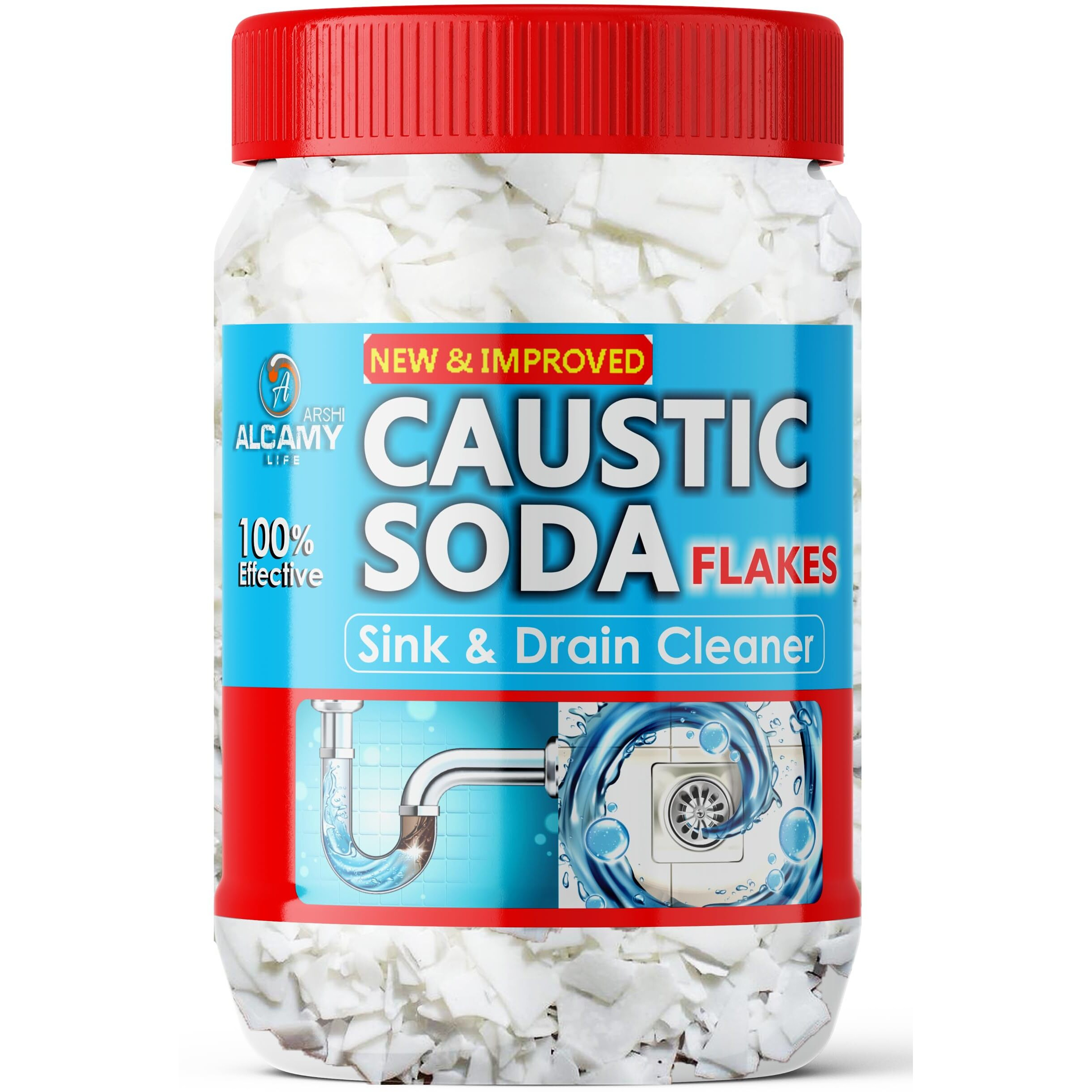 ARSHI A ALCAMY LIFE Drain Cleaner Flakes 420GM Chimney Cleaner, Pure And Powerful Caustic Soda Flakes (420GM)