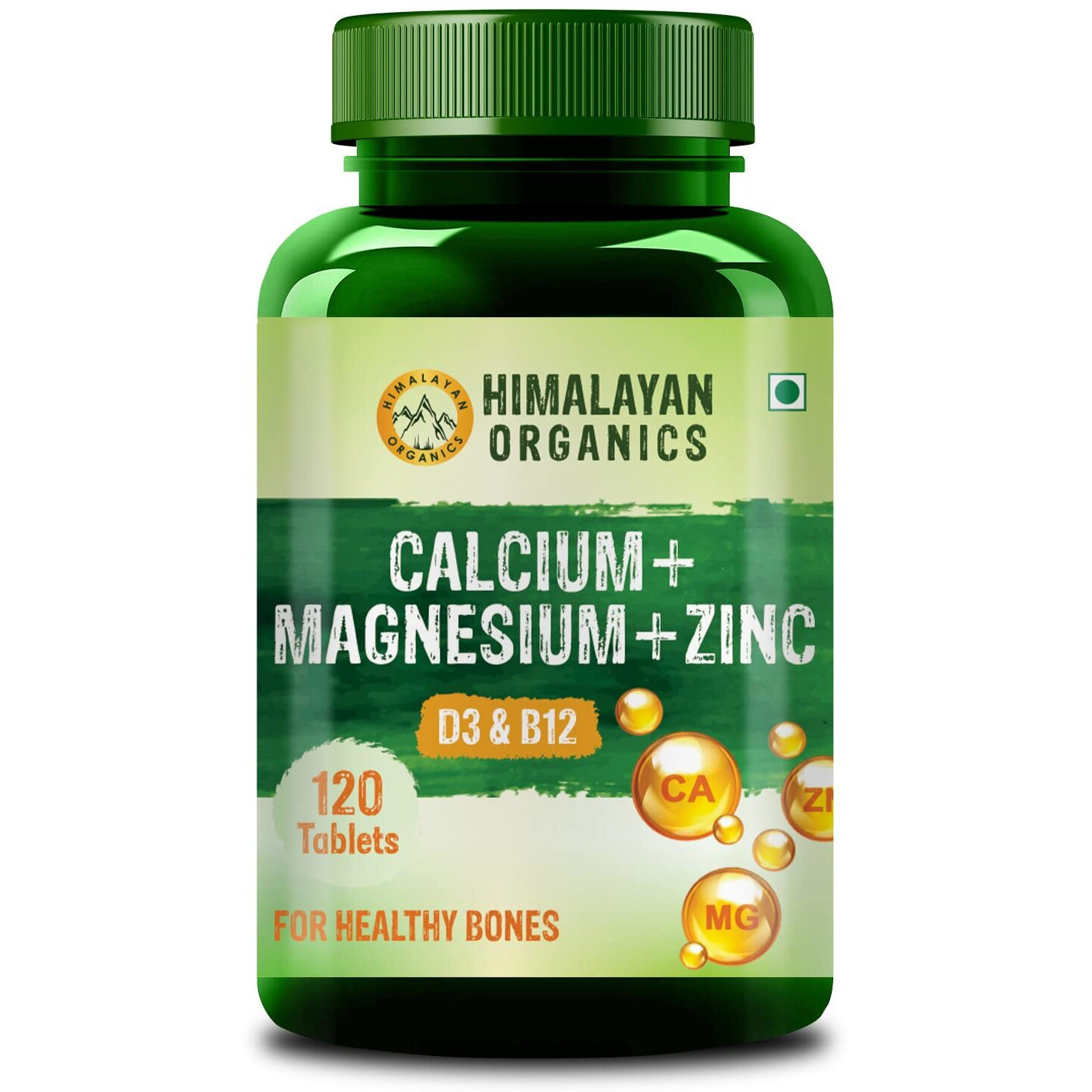 Himalayan Organics Calcium Magnesium Zinc Vitamin D3, B12 & K- 120 Vegetarian Tablets I Supplement for Women and Men, For Bone Health&JointSupport