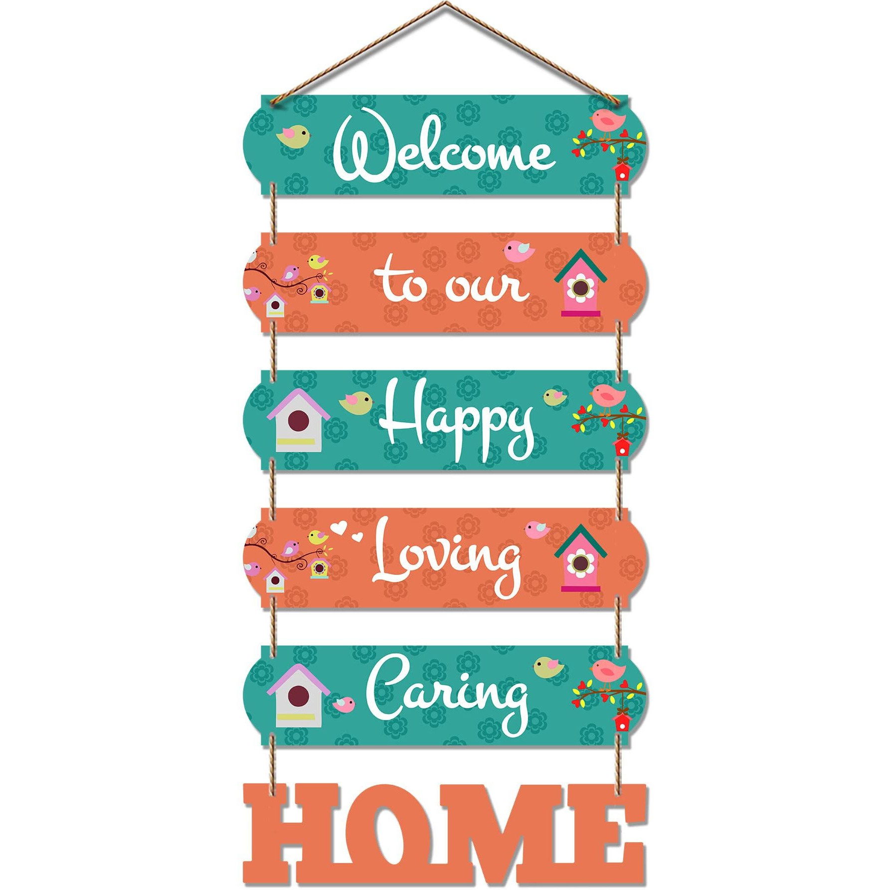 Artvibes Welcome Home Quote Decorative Wall Art MDF Wooden Wall Hanger for Living Room | Bedroom | Gifts | Decor Hanging Ornaments | Modern Decoration (WH_6601N), Set of 6