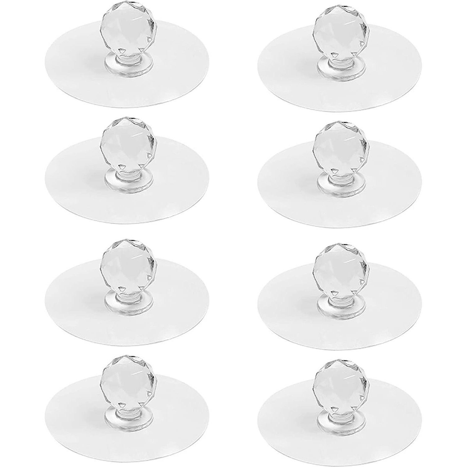 Jashgop Cabinet Drawer Pull Knobs - Self Adhesive Clear Acrylic Crystal Shaped Pulls Handles Knobs for Wardrobe Kitchen Cupboard Bathroom Dresser Furniture Door Window. (8)