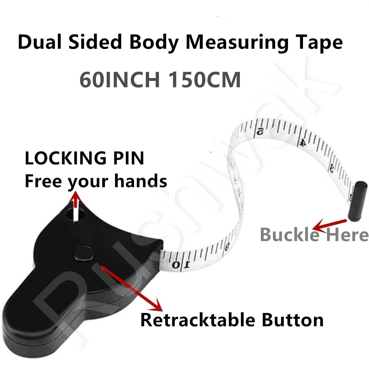 Rushwak Body Measuring Tape with Lock Pin and Retractable Push Button 150 CM Measurement Tape Measure for Body for Fat Measurement and Weight Loss Sewing Tape Tailor Tape (Multicolor)