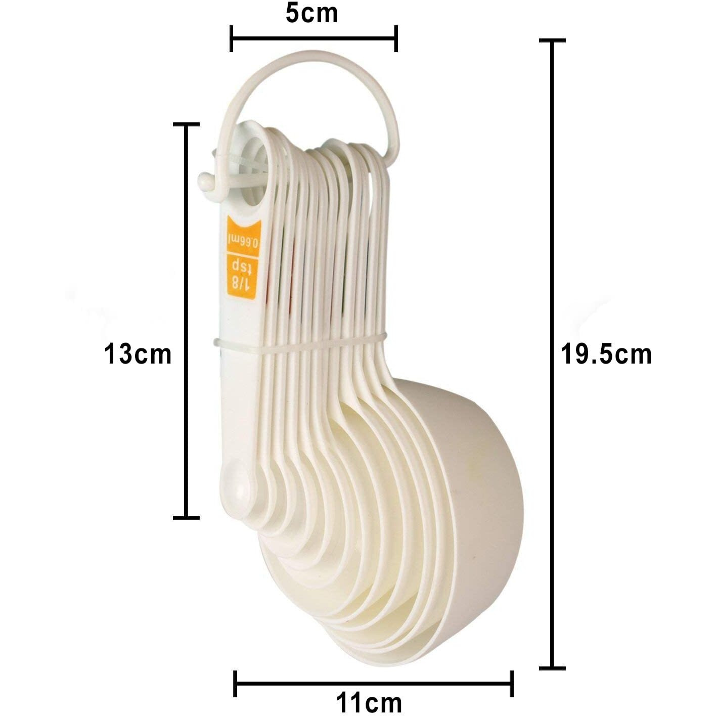 INOVERA (LABEL) Plastic 12 Piece Measuring Cups and Spoons for Kitchen Cake Baking and Cooking Teaspoon Tablespoon Spoon Accessories Tools Set (White)