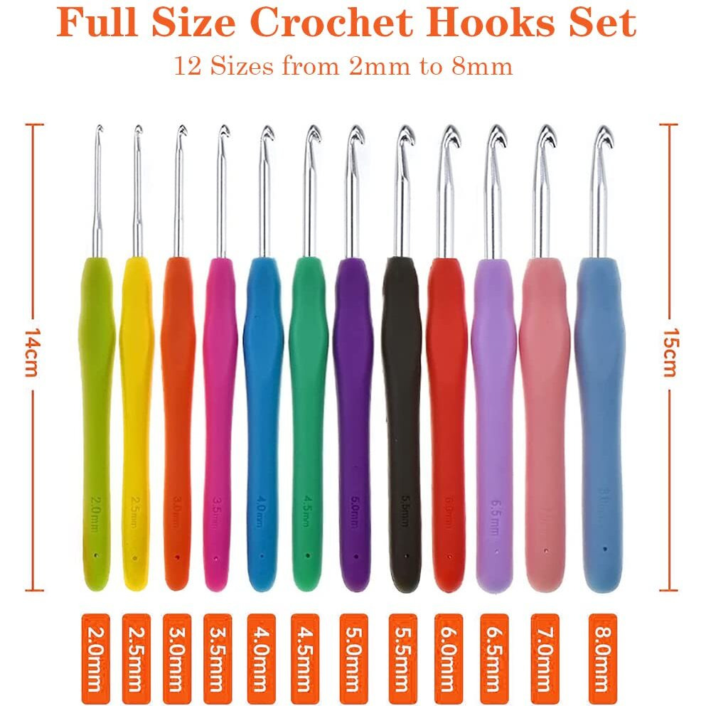 HASTHIP Crochet Hooks Set, Realplus 41 Pcs Full Size Crochet Set, Ergonomic Soft Grip Rubber Handles, Crochet Kits For Beginners Adults, Sister Gift, Crochet Hooks With Case (Green)