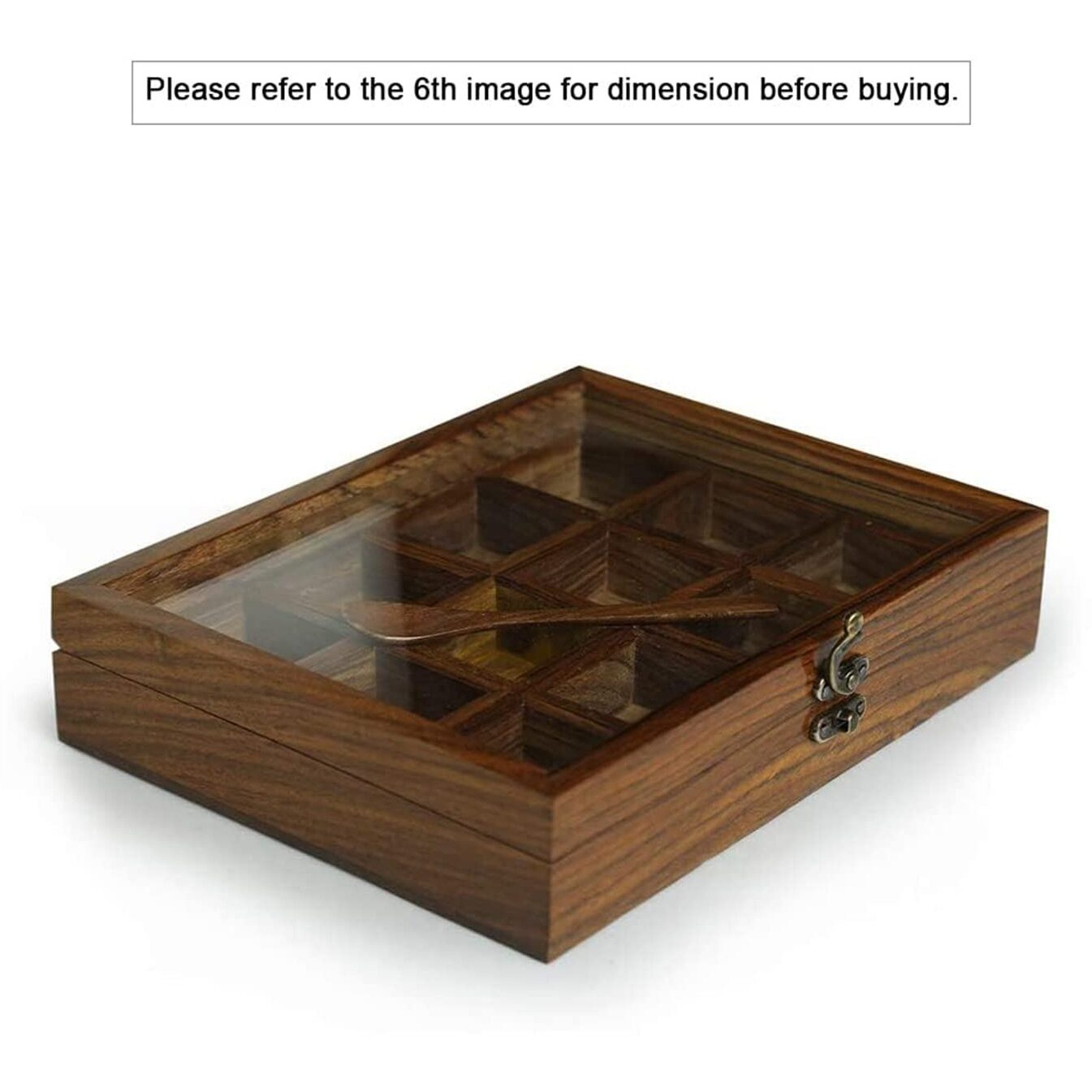 ExclusiveLane &quotTwelve Blends" Spice Box with 12 Containers & Spoon (Sheesham Wood) - Wooden Spice Box Set for Kitchen Masala Spice Boxes Masala Daani Namak Dani Dabba Multipurpose Decorative Boxes