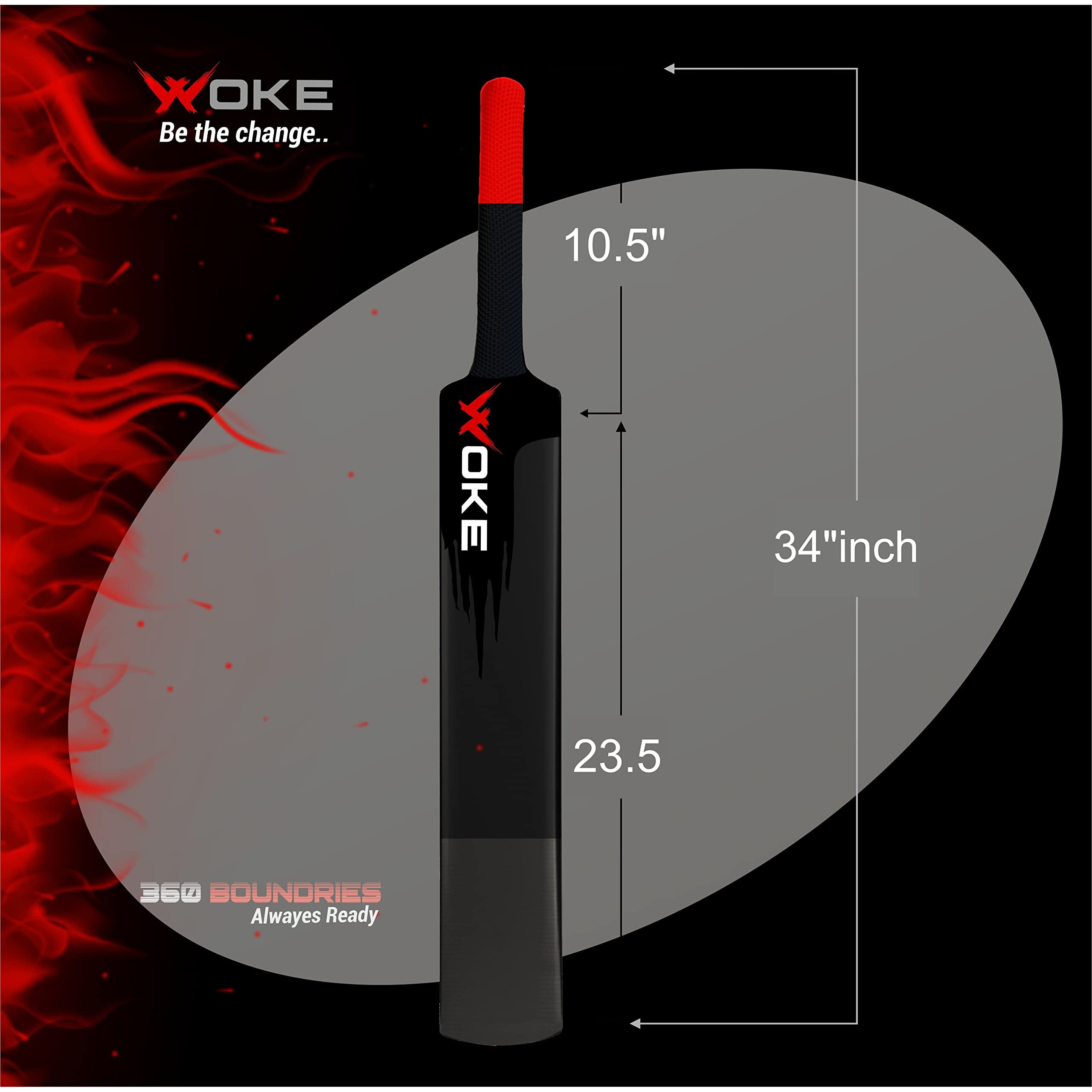 Woke Stalwart Beast Heavy Duty Plastic Cricket Bat, Full Size (34 X 4.5 inches) Premium Hybrid Bat for All Age Groups - Kids/Boys/Girls/Adults (Beast (Natural)