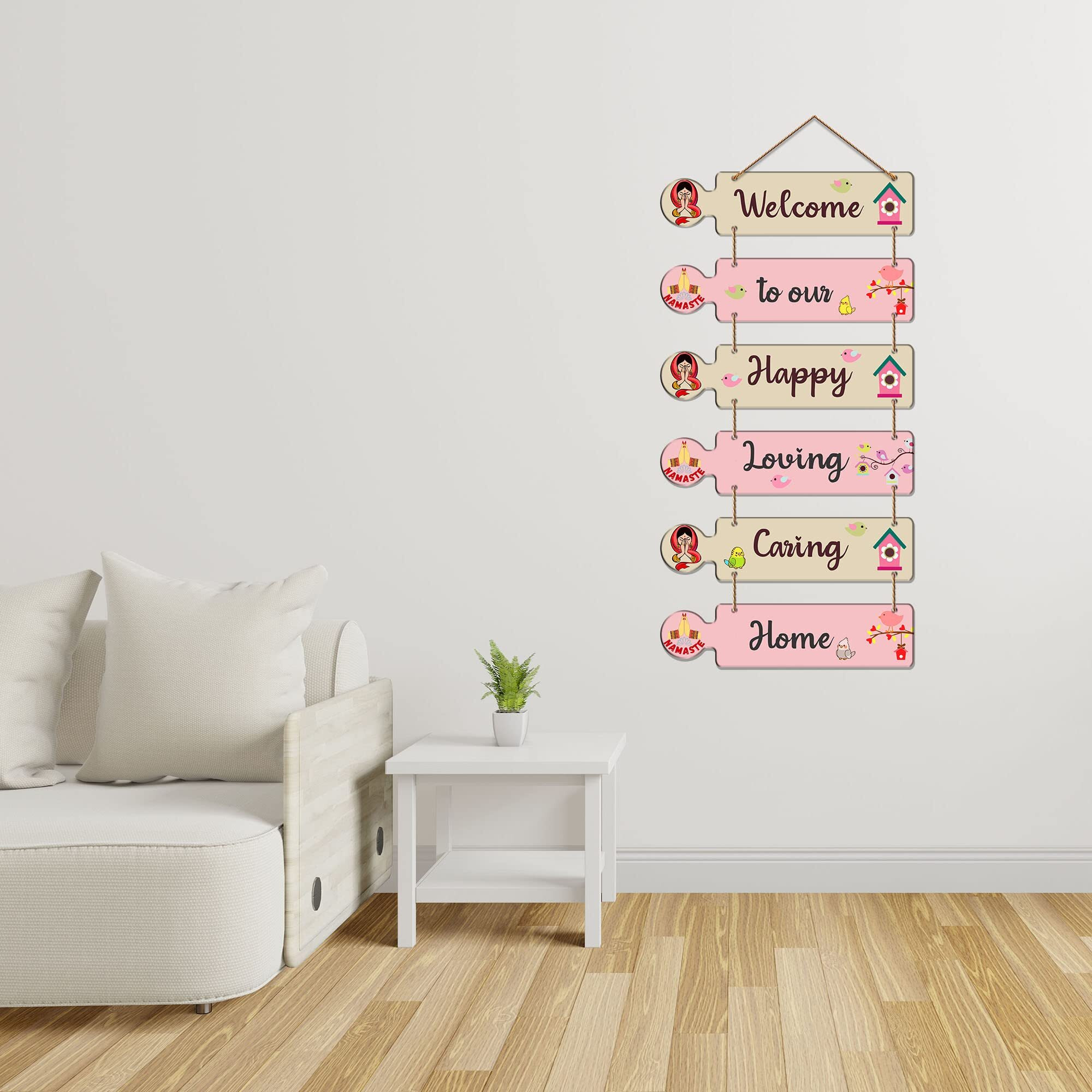 Artvibes Quotes Decorative Wall Art MDF Wooden Wall Hanger for Living Room | Bedroom | Home Wall Decor | Gifts | Wall Hangings for Decoration | Artworks Ornaments (WH_6001N), Set of 6
