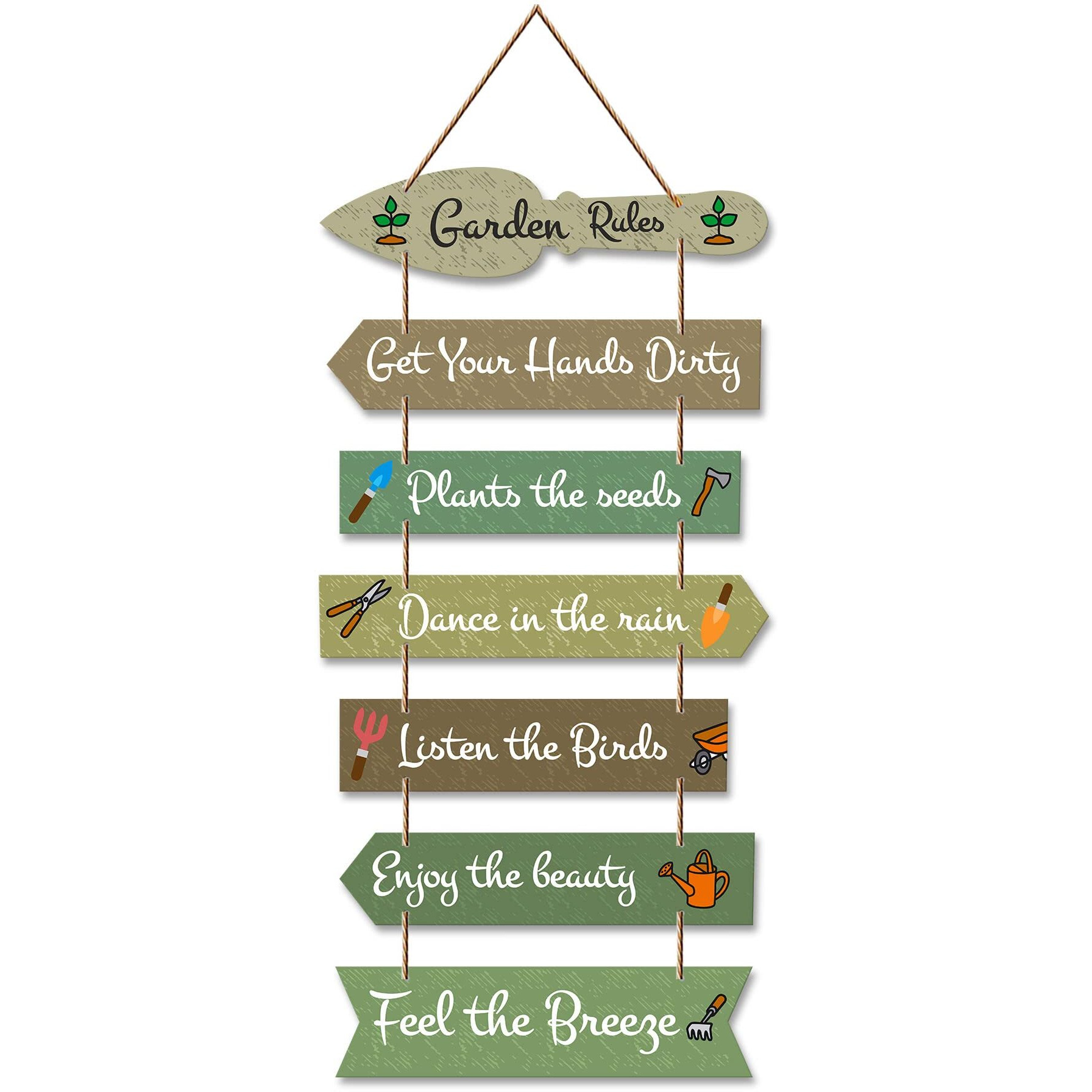 Artvibes Garden Quote Wooden Wall Hanging for Home Decor | Decorative Items for Balcony | Wooden Wall Decoration for Outdoor Decorative Garden | Modern Artworks (WH_7002N), Set of 7