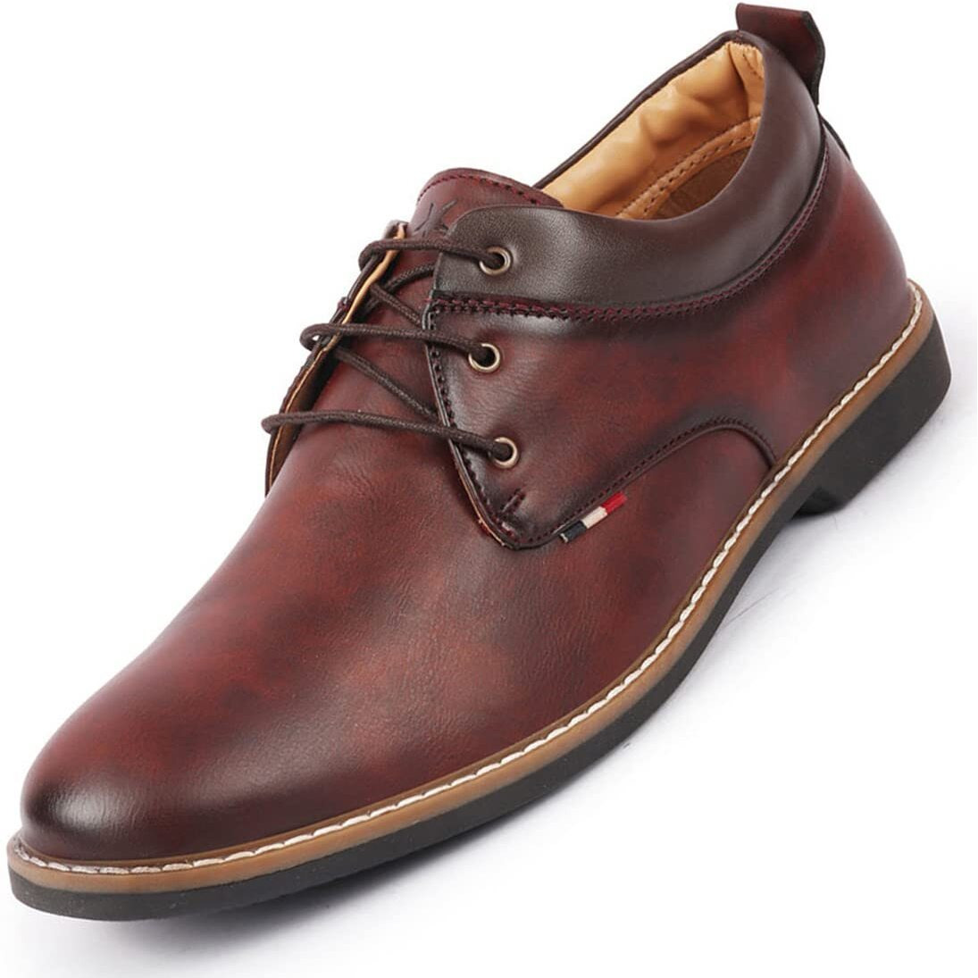 FAUSTO Men's Formal Lace Up Oxford Shoes for Office|Meetings|Daily|Comfort|Fashion|Stylish|Parties|Outdoor|Occasions|Lightweight with TPR Welted Sole (Tan, Numeric_8)