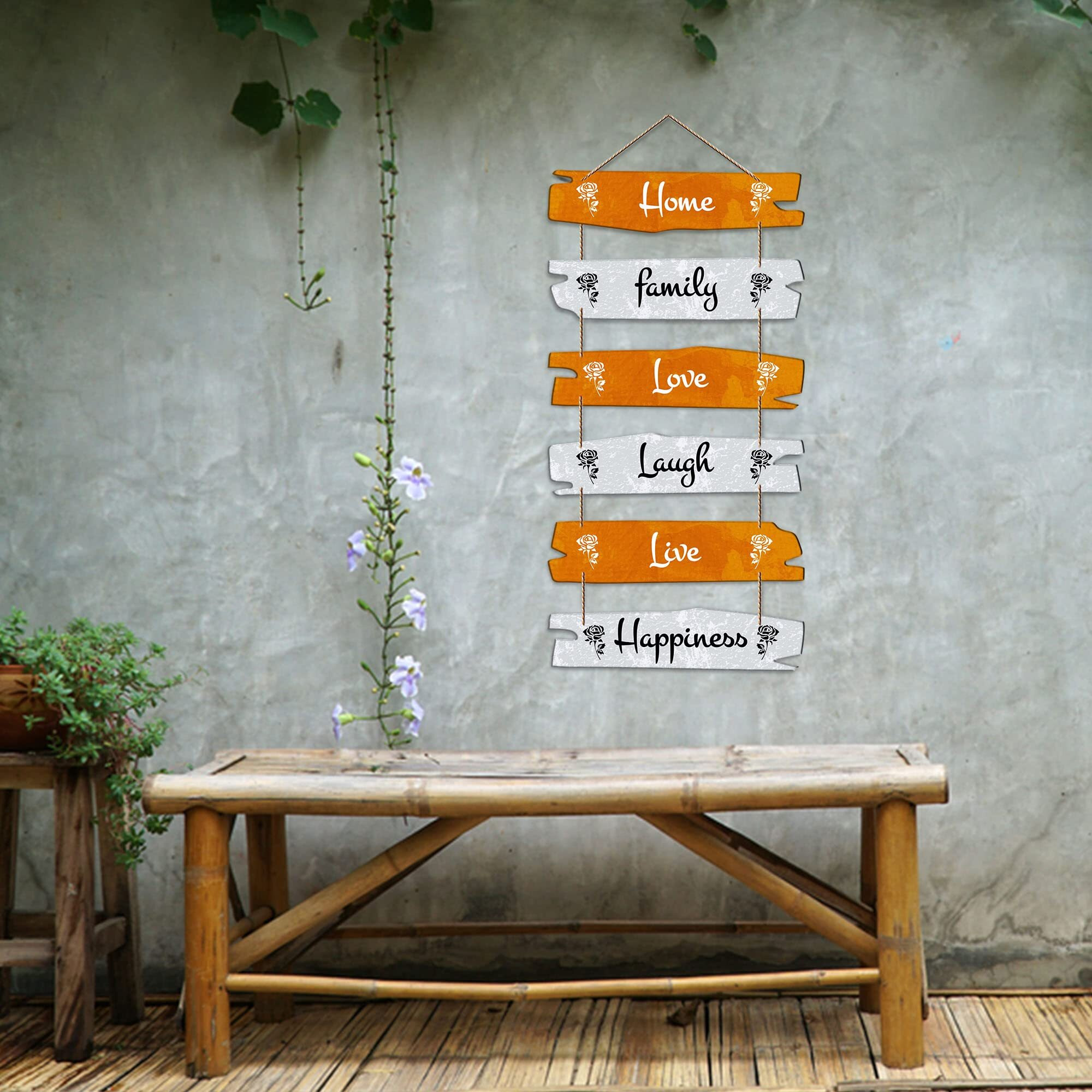 Artvibes Decorative Wall Hanging Wooden Art Decoration item for Living Room | Bedroom | Home Decor | Gifts | Quotes Decor Item | Wall Art For Hall | Mdf Wall Decoration, Set of 6(WH_3234N)