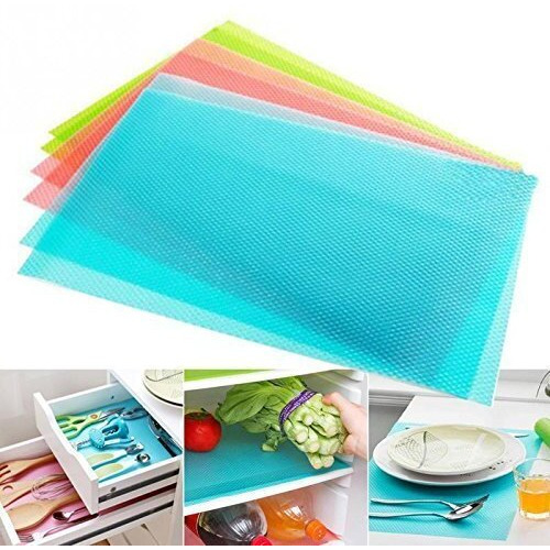 Yellow Weaves PVC Plastic Rectangular Refrigerator Mats (11X17-Inch, Multicolour)