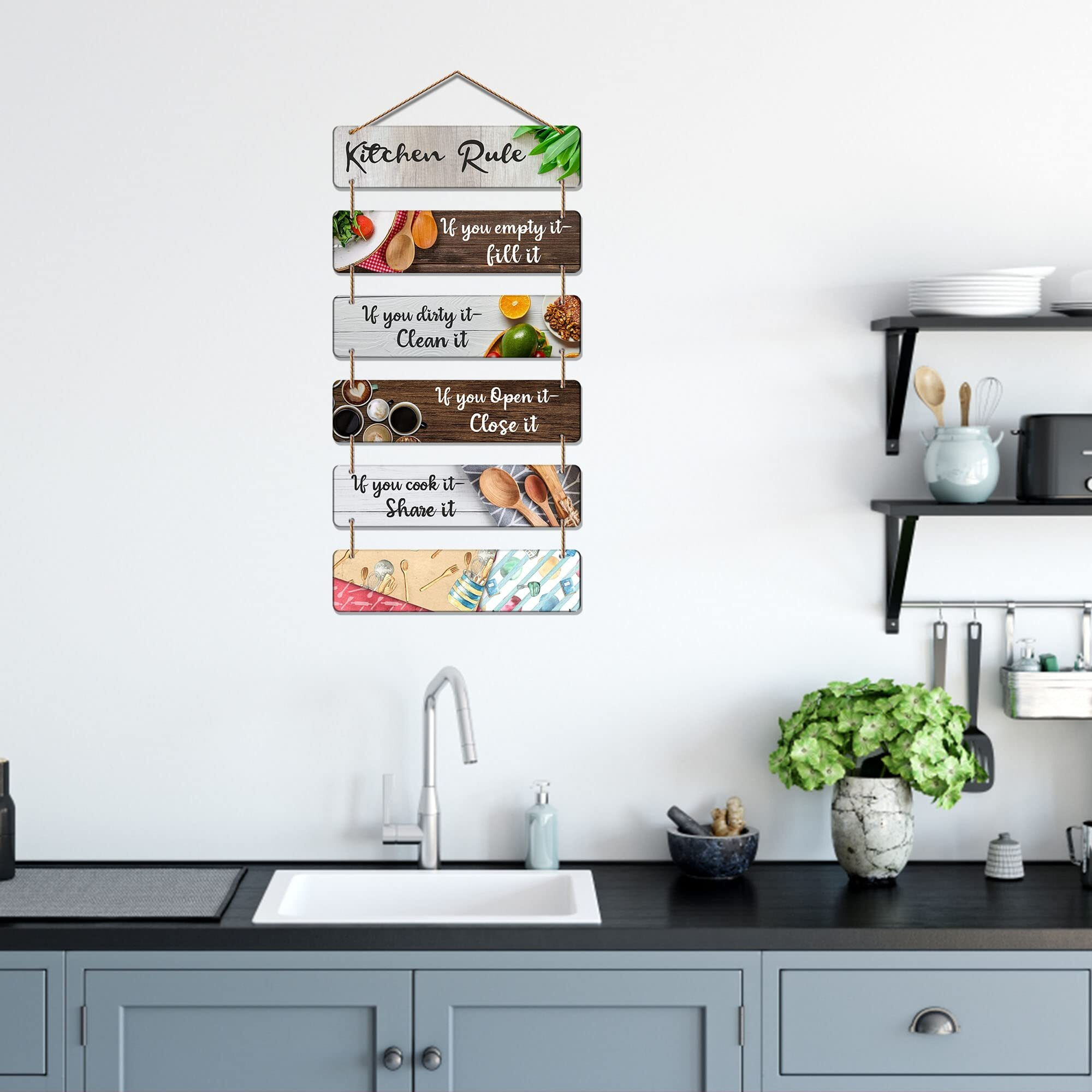 Artvibes Decorative Wall Hanging Decoration item for Kitchen | Bedroom | Living Room | Home Decor | Gifts | Kitchen Quotes items | Wall Art For Hall | Mdf Wall Hanger, Set of 6(WH_3265N)