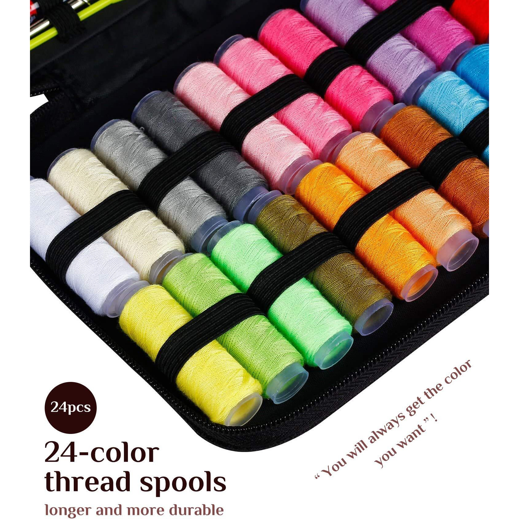 ELEPHANTBOAT 98 PCS Sewing Kit, Portable Sewing kit Box Sewing Supplies Accessories with 24Pcs Thread Spools, Scissors, Thread Needles ,Tape Measure for DIY, Adults,Beginners,Emergency,Travel,Home