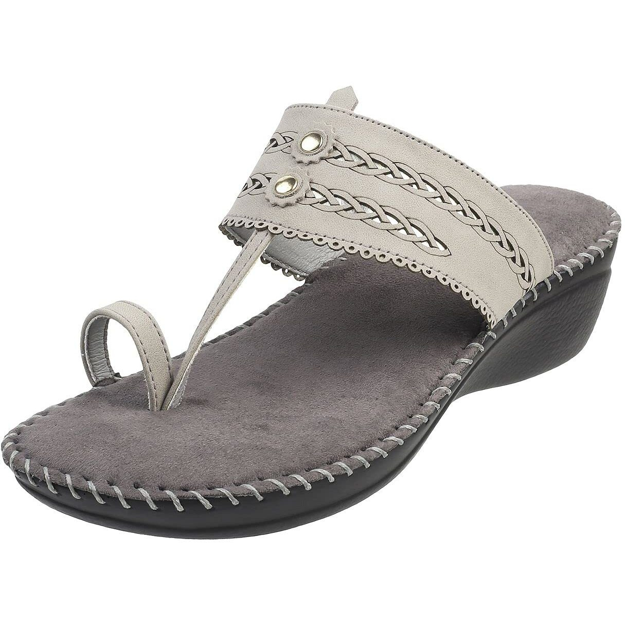 Metro Women Synthetic Leather Comfort Sandal Grey UK/5 EU/38 (44-21)