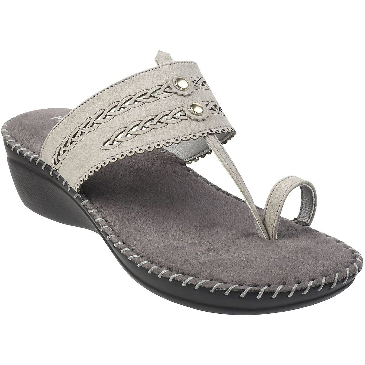 Metro Women Synthetic Leather Comfort Sandal Grey UK/5 EU/38 (44-21)