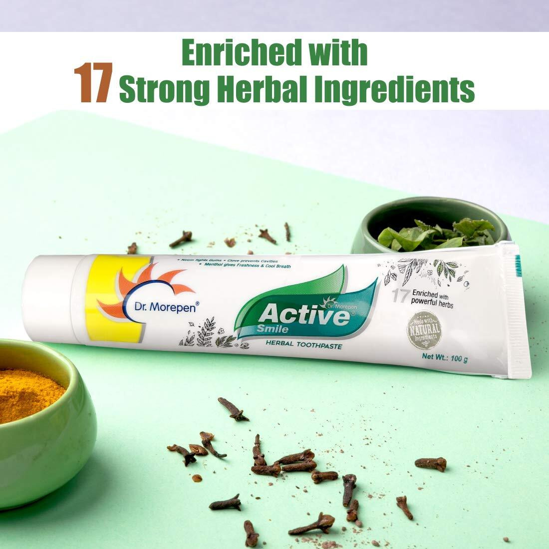 DR. MOREPEN Active Smile Herbal Toothpaste Ayurvedic For Men & Women Tooth Paste Pack of 1 (100 gm)