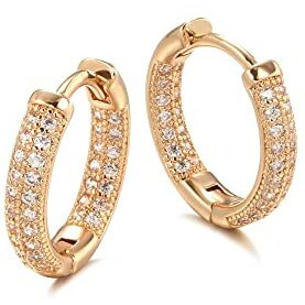 Shining Diva Fashion 18k Rose Gold Plated Latest Fancy Stylish Copper Zircon Bali Earrings for Women and Girls (12838er)