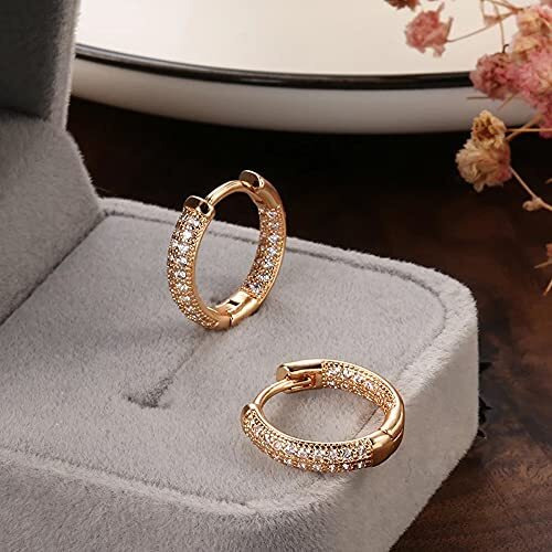 Shining Diva Fashion 18k Rose Gold Plated Latest Fancy Stylish Copper Zircon Bali Earrings for Women and Girls (12838er)