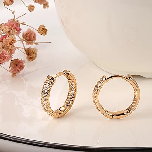 Shining Diva Fashion 18k Rose Gold Plated Latest Fancy Stylish Copper Zircon Bali Earrings for Women and Girls (12838er)