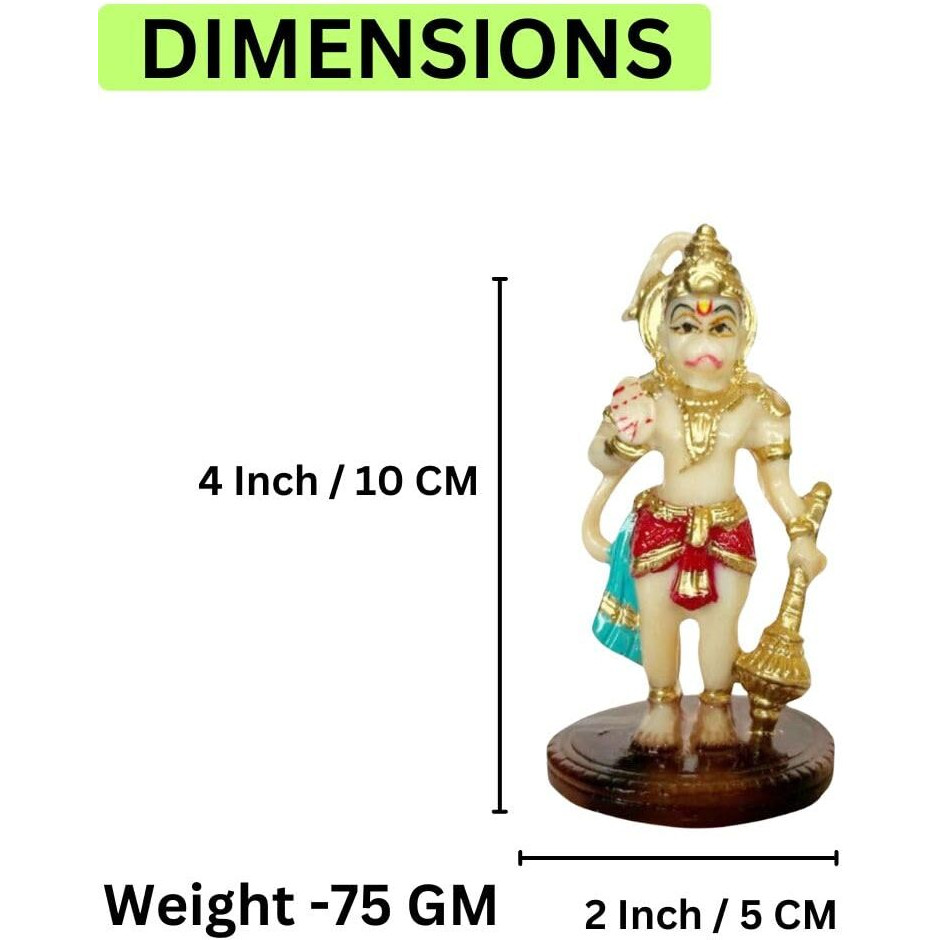 Casa Azul Lord Hanuman Idol 4 inch for Car Dashboard Home Decor, Pooja, Office/Showroom/Shop Tables, Gifting - House Warming Gift, Return Gifts God Maruti (Assorted Colours) - Pack of 1