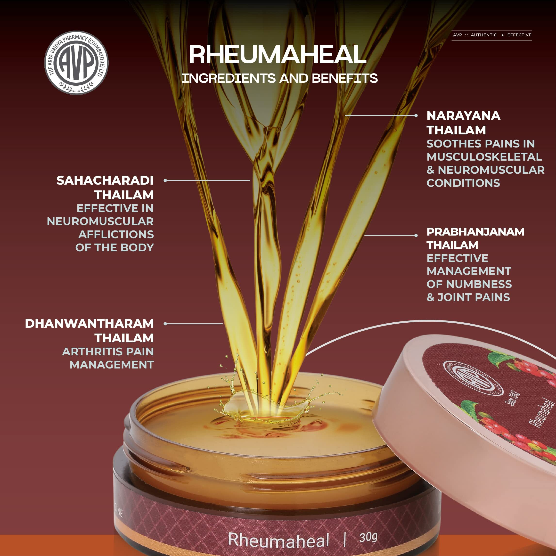 AVP Rheumaheal 30g | Ayurvedic Pain Relief Balm | Fast Relief Pain Balm for Back Pain, Neck Pain & Headache | Relieves Posture Related Joint Pains | No Burning Sensation | Paraben Free | Chemical Free