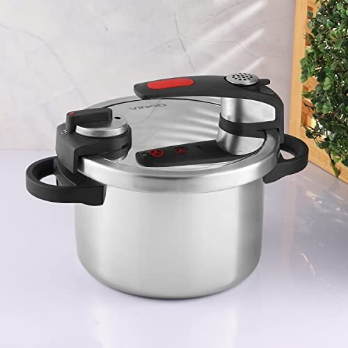 Vinod Stainless Steel Nutrimax Pressure Cooker 3.5 Litre|Sas Technology|Spillage Control,Unique Lid,Auto Lock,Visual Indicator|Induction And Gas Base|Isi Certified|5 Years Warranty,Silver