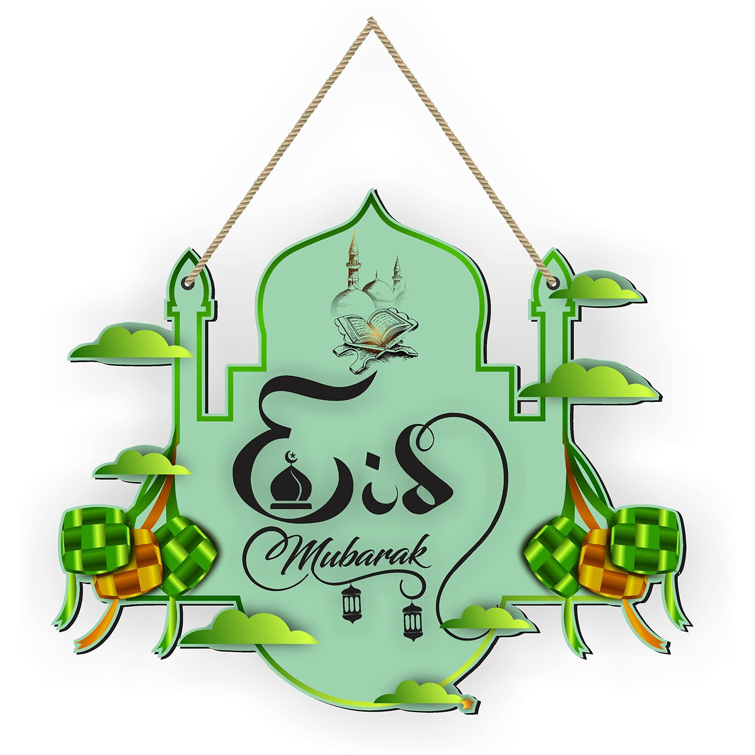 APS ART PLUS STORE Eid Mubarak Wooden Wall Hanging For Gift, Wall Hanging For Living Room Wall Decor