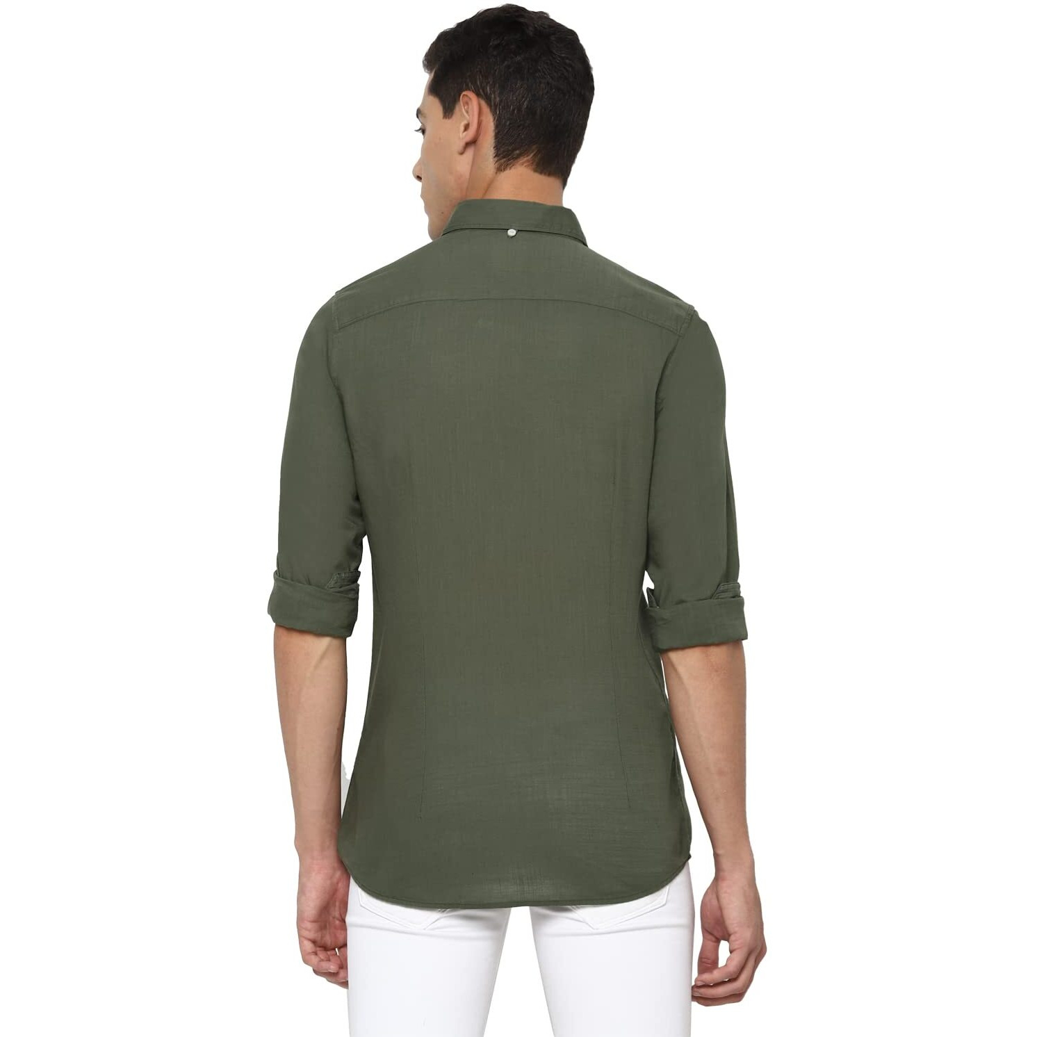 Allen Solly Men's Slim Fit Shirt (ASSFWMOFG80292_Olive_42)