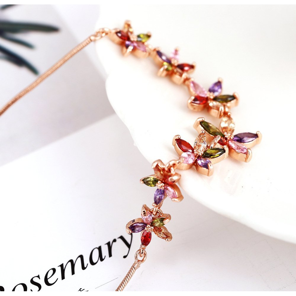 Yellow Chimes Fashion Jewellery Set for Women Florets Charms Swiss Cubic Zirconia 18K Rose Gold Plated Necklace Set for Women and Girls