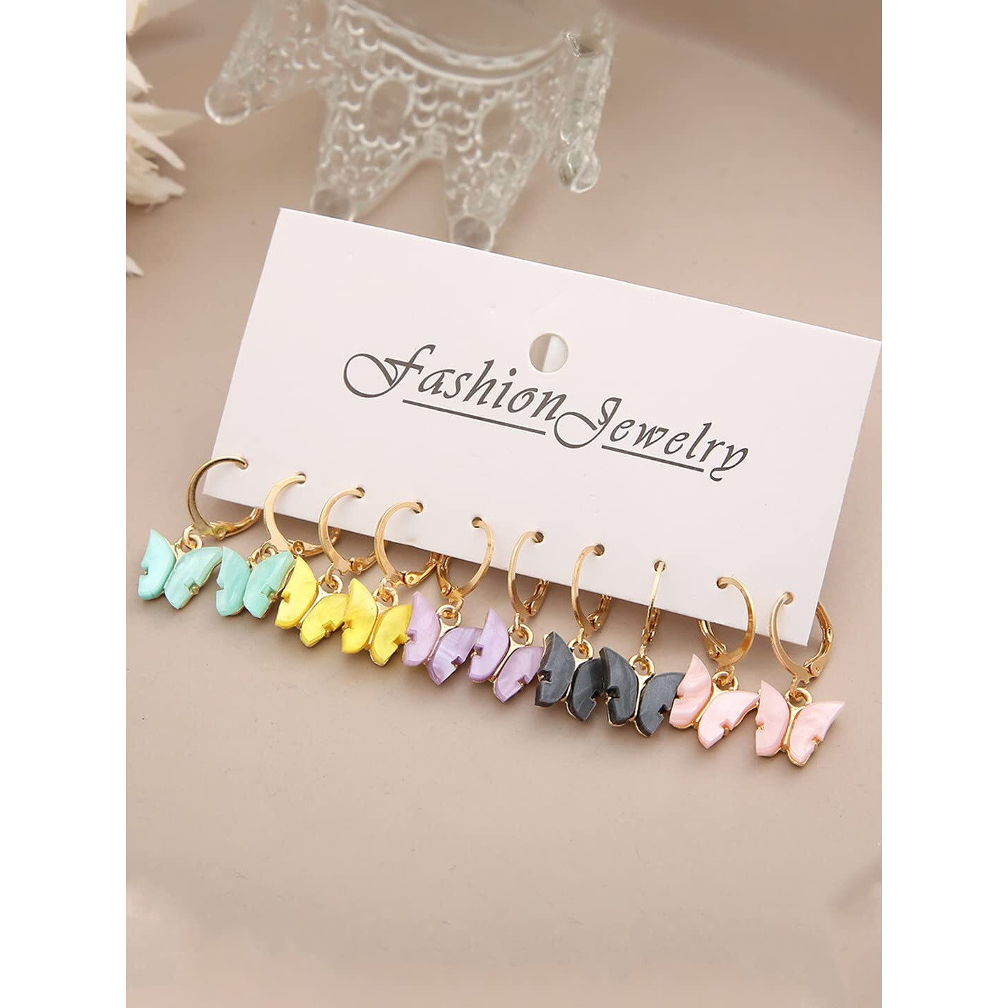 Yellow Chimes Hoop Earrings for Women Butterfly Shaped Hoops Earrings Set | Multicolor Hoops Bali Combo of 5 Pairs Earrings for Girls | Birthday Gift for Girls & Women Anniversary Gift for Wife