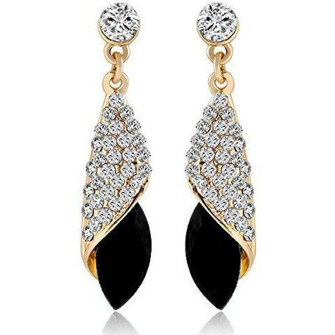 Shining Diva Fashion Gold Plated Crystal Stylish Earings Fancy Earrings For Women's Gifts For Girls(Black)(Rrsd8626Er)