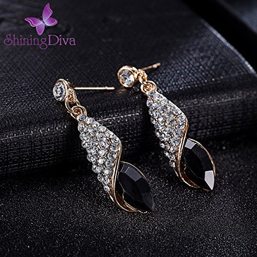 Shining Diva Fashion Gold Plated Crystal Stylish Earings Fancy Earrings For Women's Gifts For Girls(Black)(Rrsd8626Er)